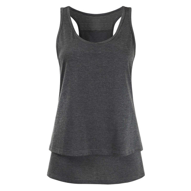 Damska dwuwarstwowa bluzka ciążowa do karmienia piersią bez rękawów T-shirt z miękkiej bawełny - Wianko - 7