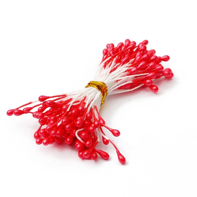 Pakiet 6-144 sztuk czerwonych hybrydowych kwiatów wiśniowych - pręciki, jagody, do samodzielnego składania - idealne do bożonarodzeniowych tortów i dekoracji weselnych - Wianko - 6