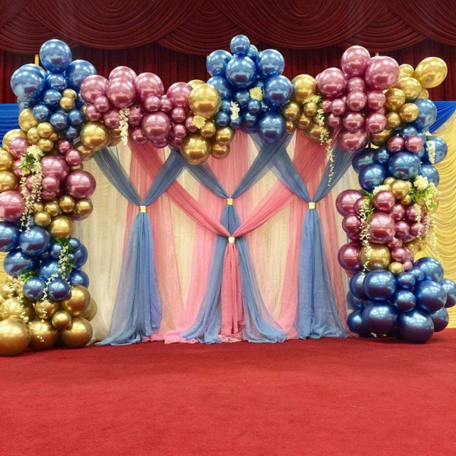 Duże chromowane metalowe balony dekoracyjne na imprezę urodzinową i ślubną - zestaw Garland Arch (5-36 cali) z helem i stojakiem Globos - Wianko - 7
