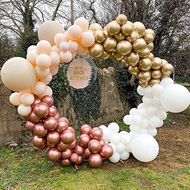 Duże chromowane metalowe balony dekoracyjne na imprezę urodzinową i ślubną - zestaw Garland Arch (5-36 cali) z helem i stojakiem Globos - Wianko - 4