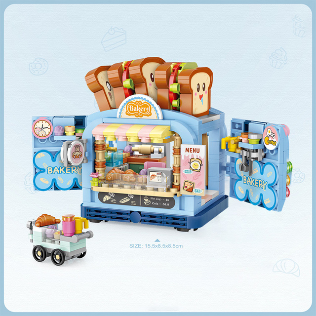 Miasto Mini Street View - sklep z lodami i budową domu, bloki, przyjaciele, figurki - zabawka dla dzieci - prezenty - Wianko - 5