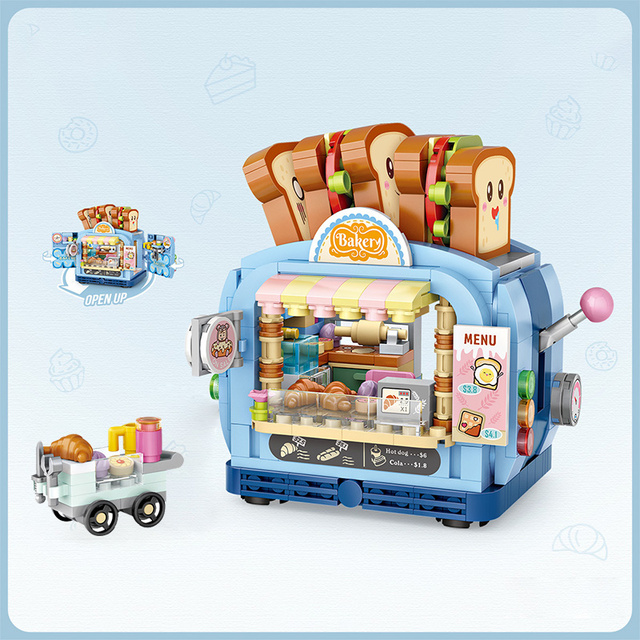 Miasto Mini Street View - sklep z lodami i budową domu, bloki, przyjaciele, figurki - zabawka dla dzieci - prezenty - Wianko - 6
