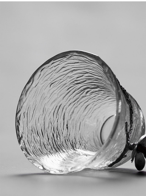 Kubek z młotkowanym wzorem japońskiego szkła na Kung Fu, idealny do picia herbaty i kawy - przezroczysty, odporny na wysoką temperaturę, z 3D kwiatem - Wianko - 19