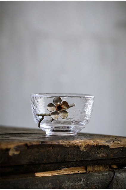 Kubek z młotkowanym wzorem japońskiego szkła na Kung Fu, idealny do picia herbaty i kawy - przezroczysty, odporny na wysoką temperaturę, z 3D kwiatem - Wianko - 26
