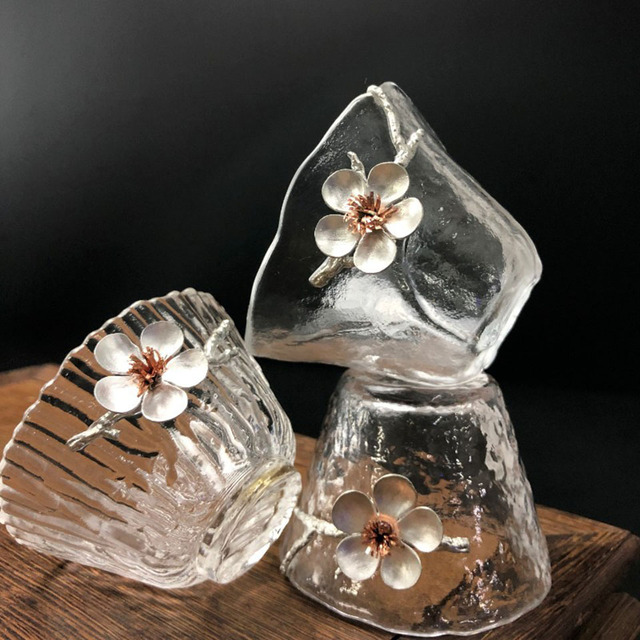 Kubek z młotkowanym wzorem japońskiego szkła na Kung Fu, idealny do picia herbaty i kawy - przezroczysty, odporny na wysoką temperaturę, z 3D kwiatem - Wianko - 10