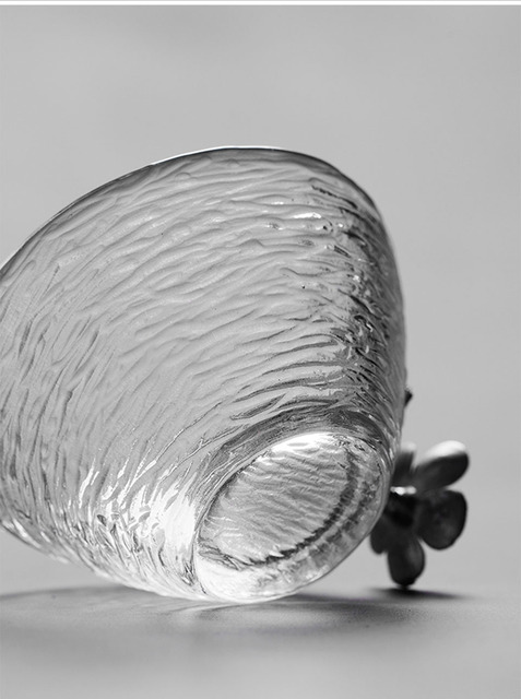 Kubek z młotkowanym wzorem japońskiego szkła na Kung Fu, idealny do picia herbaty i kawy - przezroczysty, odporny na wysoką temperaturę, z 3D kwiatem - Wianko - 20
