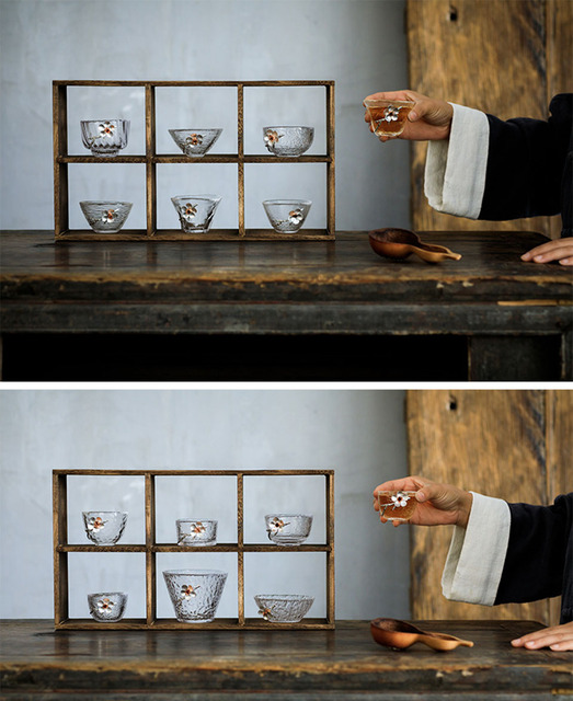 Kubek z młotkowanym wzorem japońskiego szkła na Kung Fu, idealny do picia herbaty i kawy - przezroczysty, odporny na wysoką temperaturę, z 3D kwiatem - Wianko - 27