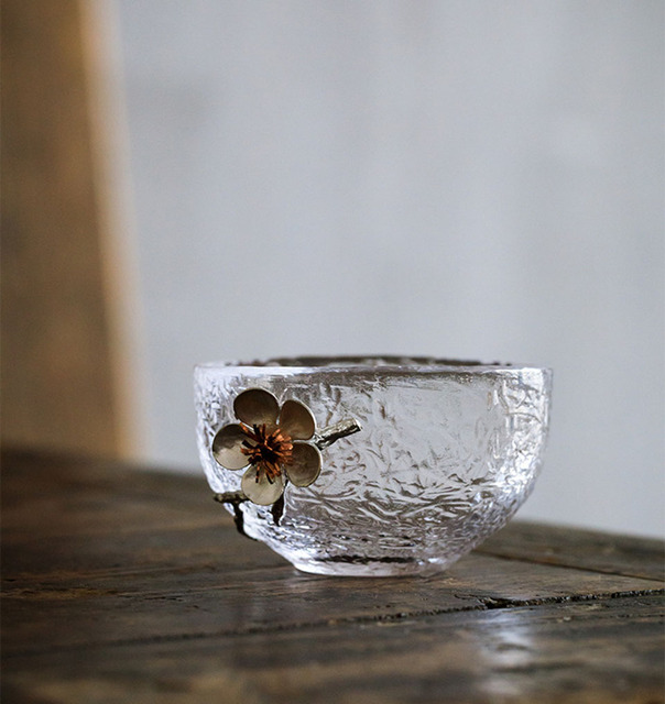 Kubek z młotkowanym wzorem japońskiego szkła na Kung Fu, idealny do picia herbaty i kawy - przezroczysty, odporny na wysoką temperaturę, z 3D kwiatem - Wianko - 34
