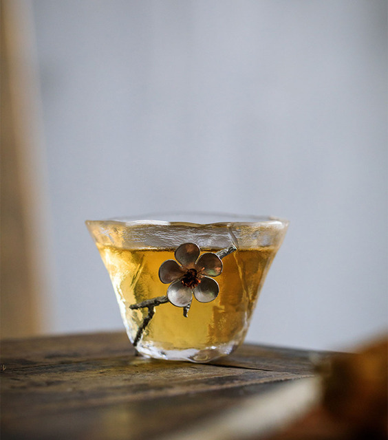 Kubek z młotkowanym wzorem japońskiego szkła na Kung Fu, idealny do picia herbaty i kawy - przezroczysty, odporny na wysoką temperaturę, z 3D kwiatem - Wianko - 32