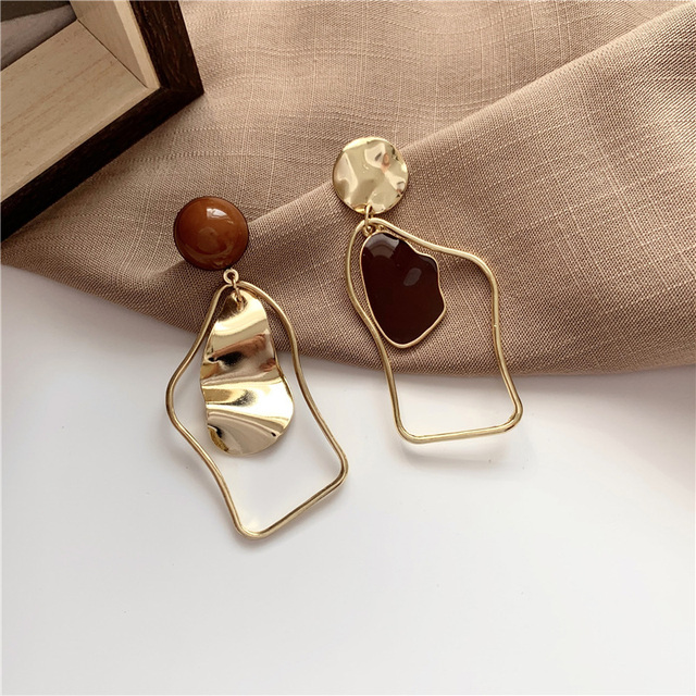 Kolczyki wiszące w stylu koreańskim, asymetryczne, długie, metalowe, z sercem z kryształami, vintage dla kobiet - Wianko - 7