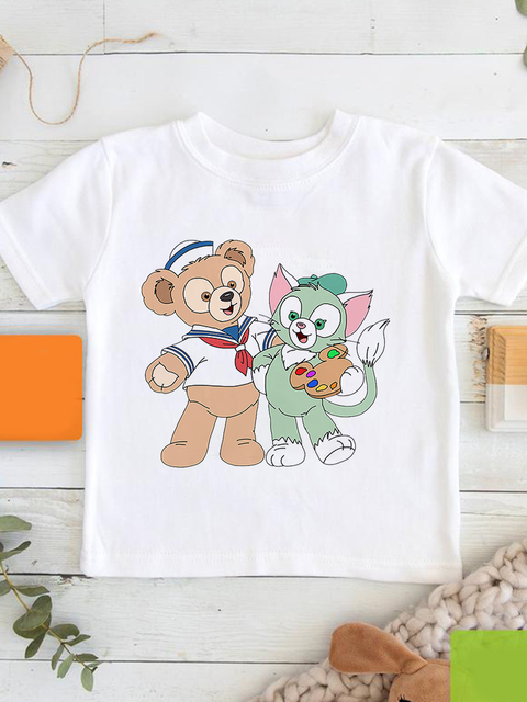 Disney ShellieMay - Estetyczna koszulka Harajuku dla dzieci z vintage grafiką kreskówkową - Biały - Wianko - 15