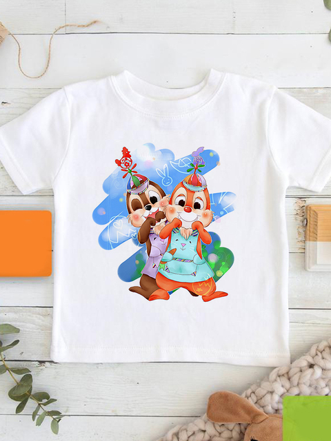 Disney ShellieMay - Estetyczna koszulka Harajuku dla dzieci z vintage grafiką kreskówkową - Biały - Wianko - 17