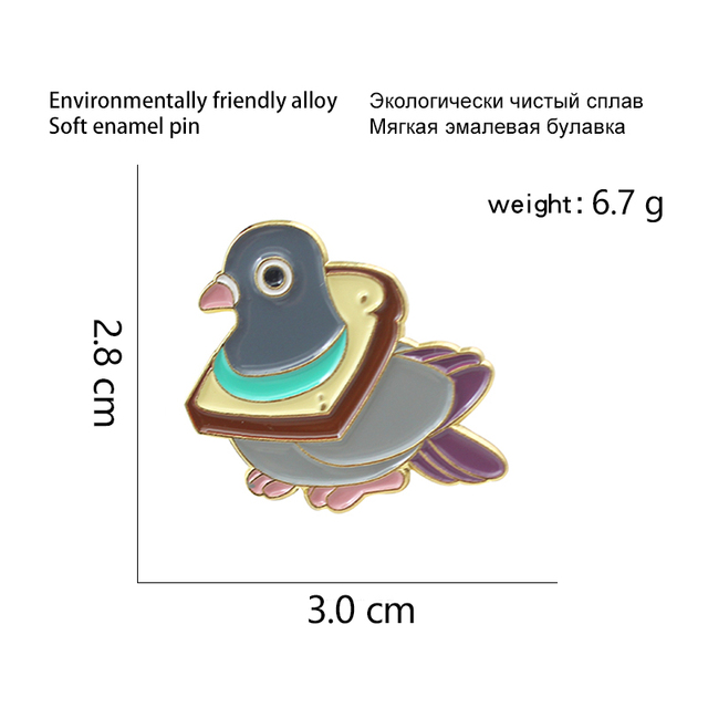 Brożka Cartoon Smart Ash Purple Birds- wrona gołąb Toast, Japonia i Korea, śliczne, mini, małe zwierzęta - Wianko - 1