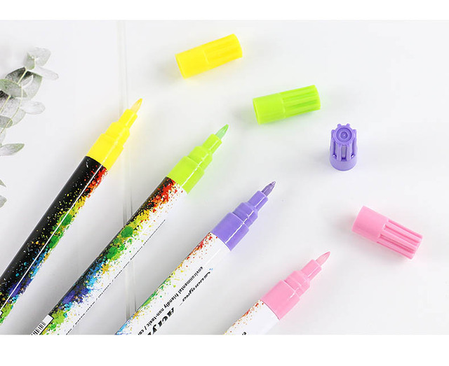 Długopisy artystyczne akrylowe 0.7mm - zestaw 18/24/36 kolorów do malowania na ceramicznym, szklanym, kubkach z porcelany, tkaninie, drewnie i płótnie - Wianko - 22