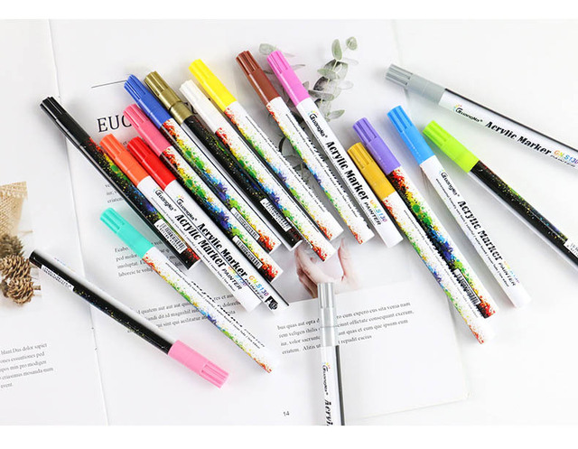 Długopisy artystyczne akrylowe 0.7mm - zestaw 18/24/36 kolorów do malowania na ceramicznym, szklanym, kubkach z porcelany, tkaninie, drewnie i płótnie - Wianko - 17