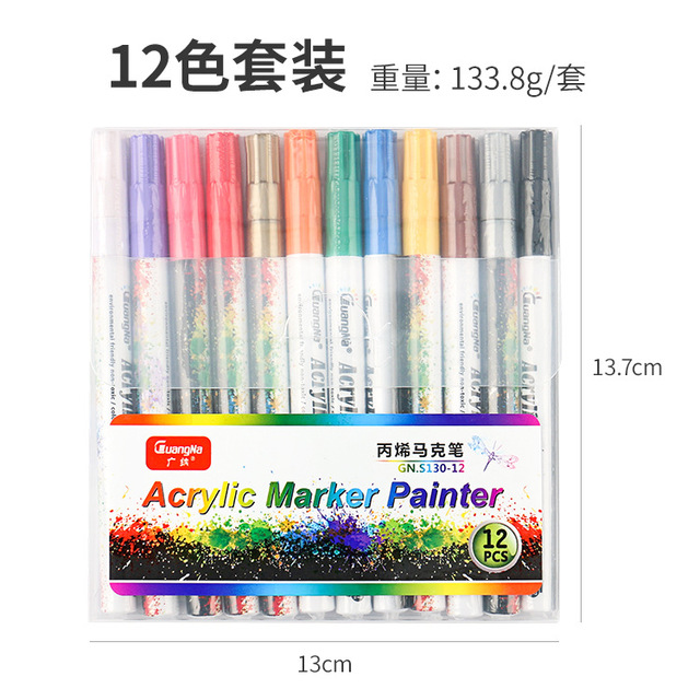 Długopisy artystyczne akrylowe 0.7mm - zestaw 18/24/36 kolorów do malowania na ceramicznym, szklanym, kubkach z porcelany, tkaninie, drewnie i płótnie - Wianko - 2