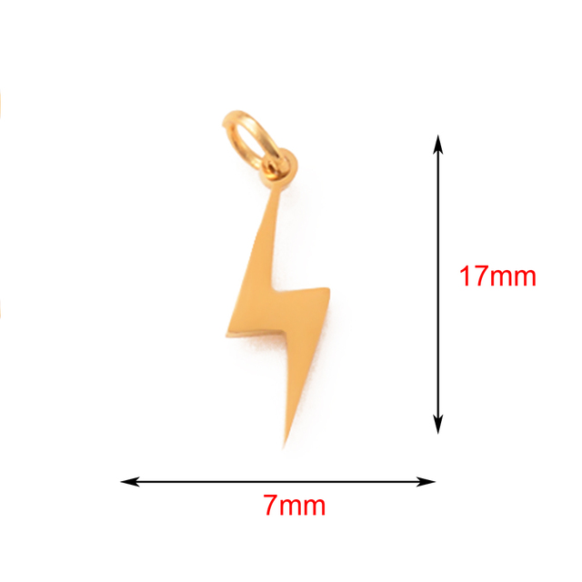 10 sztuk/partia charmsy błyskawica ze stali nierdzewnej do tworzenia biżuterii - naszyjnik, bransoletka, wisiorek - Wianko - 1