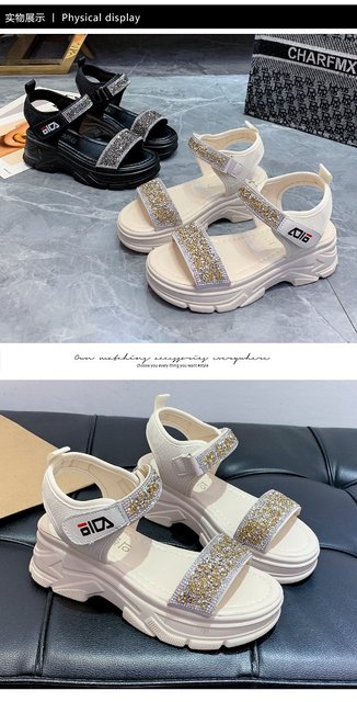 Sandały damskie LazySeal z 6cm platformą, srebrnymi kryształkami, grubymi podeszwami - moda lato 2021 - Wianko - 14
