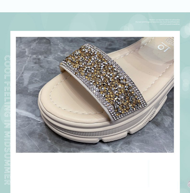 Sandały damskie LazySeal z 6cm platformą, srebrnymi kryształkami, grubymi podeszwami - moda lato 2021 - Wianko - 4