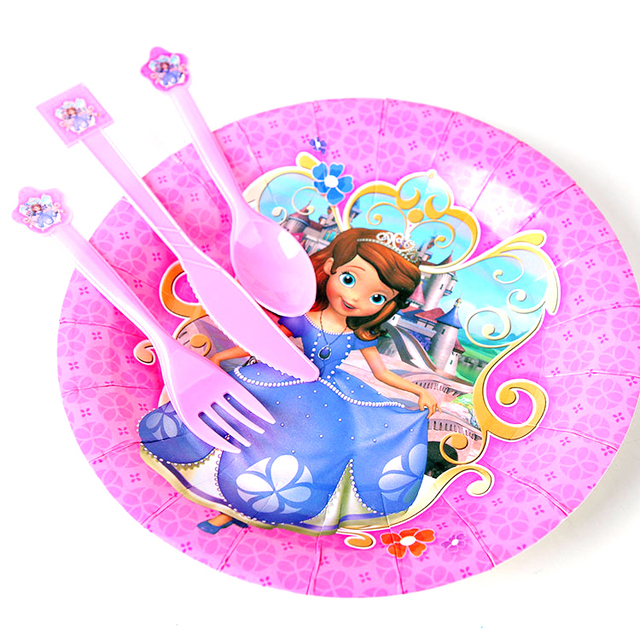 Księżniczka Zosia Disney - zestaw jednorazowych naczyń na imprezę dla dzieci: serwetki, talerze, puchary, widelce, łyżki - motyw dekoracji urodzinowych i Baby Shower - Wianko - 6