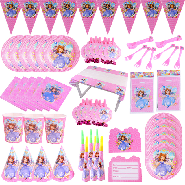 Księżniczka Zosia Disney - zestaw jednorazowych naczyń na imprezę dla dzieci: serwetki, talerze, puchary, widelce, łyżki - motyw dekoracji urodzinowych i Baby Shower - Wianko - 2
