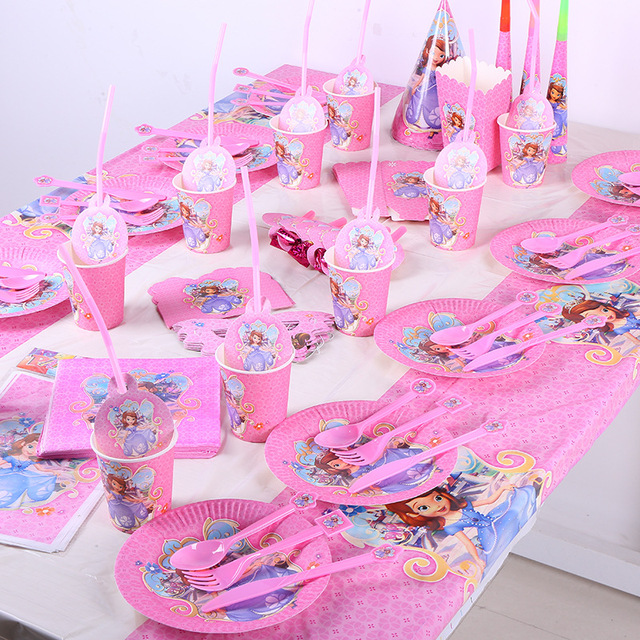 Księżniczka Zosia Disney - zestaw jednorazowych naczyń na imprezę dla dzieci: serwetki, talerze, puchary, widelce, łyżki - motyw dekoracji urodzinowych i Baby Shower - Wianko - 4