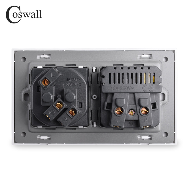 Gniazdo ścienne z uziemieniem COSWALL do ładowania USB A i type-c, 2A wyjście, panel PC matowy czarny E20 - Wianko - 12