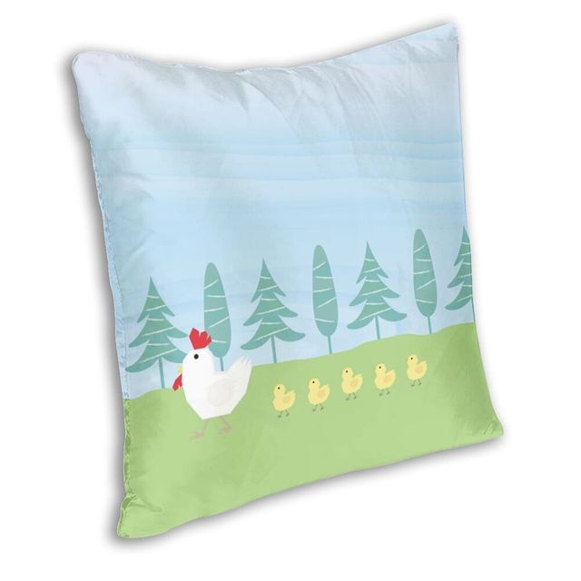 Kolorowa poszewka na poduszkę z kogutem i laską - dekoracyjne rysunki kurczaków, 40x40cm - Wianko - 2