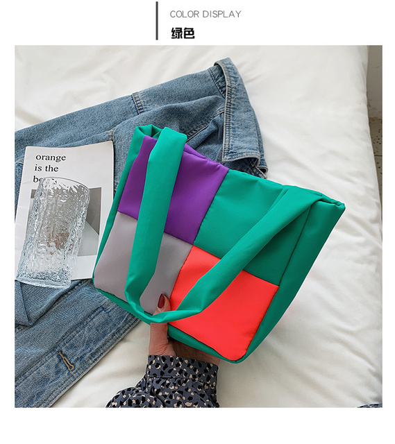 Nowoczesna torba damska jednoramienna na ramię w kontrastowe wzory kolorowych cukierków - lato 2021 - Wianko - 14