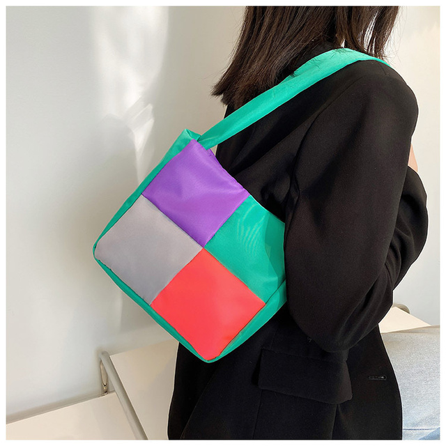 Nowoczesna torba damska jednoramienna na ramię w kontrastowe wzory kolorowych cukierków - lato 2021 - Wianko - 23