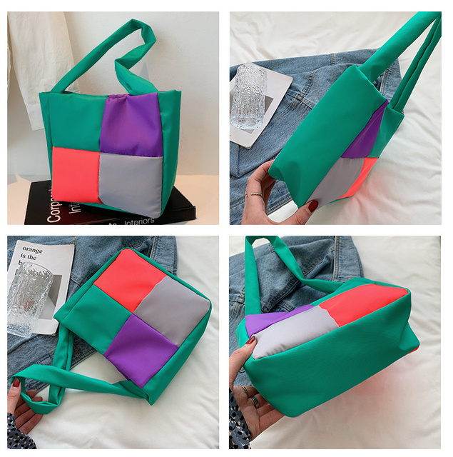 Nowoczesna torba damska jednoramienna na ramię w kontrastowe wzory kolorowych cukierków - lato 2021 - Wianko - 8