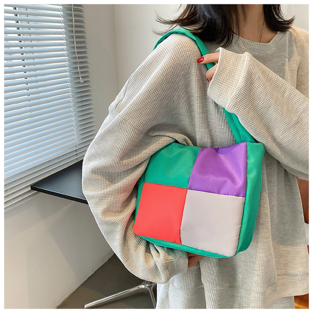 Nowoczesna torba damska jednoramienna na ramię w kontrastowe wzory kolorowych cukierków - lato 2021 - Wianko - 19