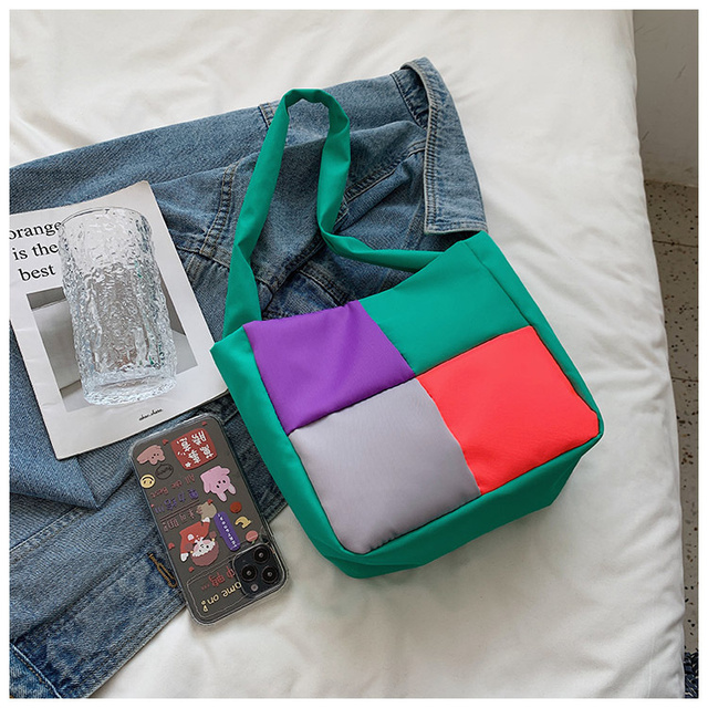 Nowoczesna torba damska jednoramienna na ramię w kontrastowe wzory kolorowych cukierków - lato 2021 - Wianko - 30