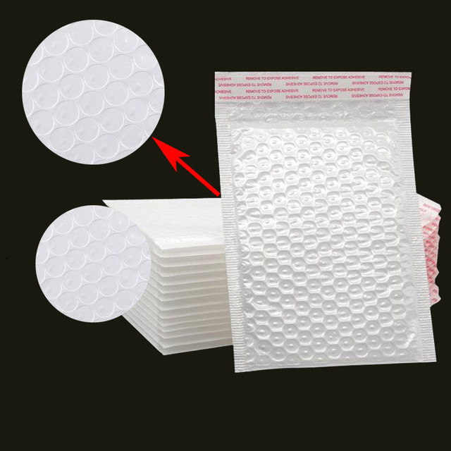 100 sztuk białych kopert piankowych samozamykających z wypełnieniem bąbelkowym, idealnych do wysyłki - Wianko - 2