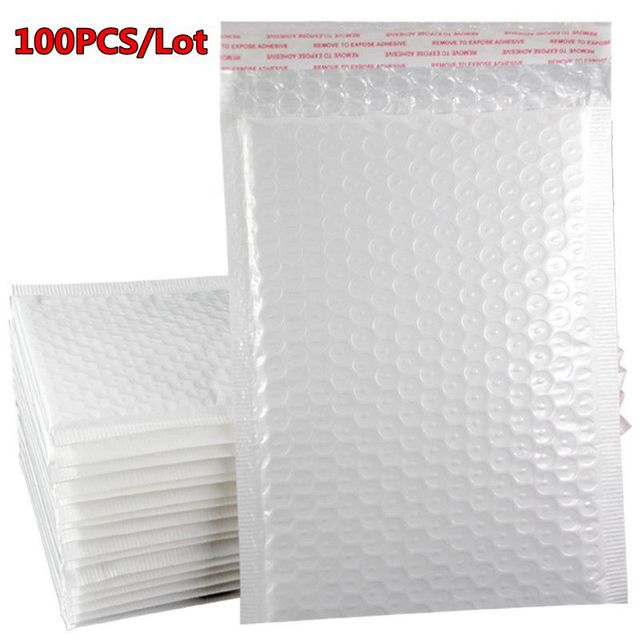 100 sztuk białych kopert piankowych samozamykających z wypełnieniem bąbelkowym, idealnych do wysyłki - Wianko - 1