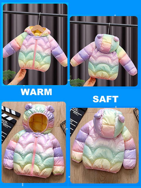 Kurtka płaszcz dziecięcy jednorożec, ocieplana, dla niemowląt, na zimę i jesień, dla chłopców i dziewczynek - parka puchowa - Wianko - 7