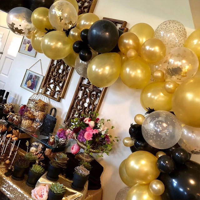 30 sztuk złotych, srebrnych i czarnych perłowych lateksowych balonów dekoracyjnych o rozmiarze 10 cali na urodziny, wesele i inne imprezy - Wianko - 5