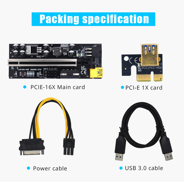 Karta rozszerzająca PCI-E/PCIE COVYIV 009s 009C 009S Plus z portem USB 3.0 i kablem 6-pin do górnictwa kryptowalut i kart graficznych - Wianko - 12