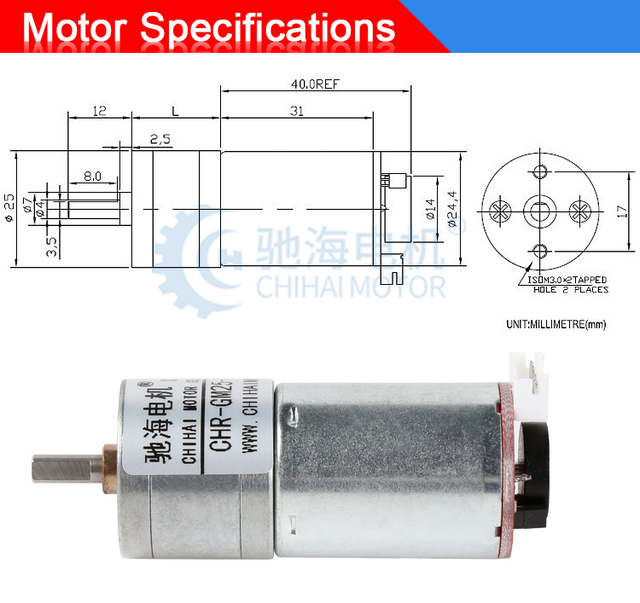 Silnik prądu stałego ChiHai Motor CHR-GM25-370ABHL z enkoderem i zestawem koła sprzęgła do DiY inteligentnego samochodu Arduino - Wianko - 2