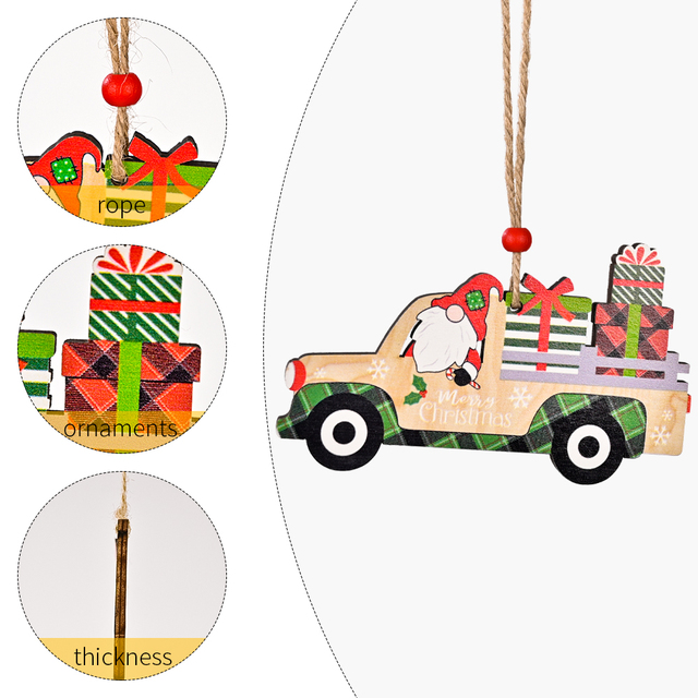 Dekoracyjny drewniany wisiorek na choinkę Boże Narodzenie - samochód z drukiem - Wianko - 21