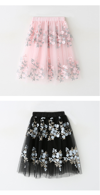 Długie dziewczęce spódnice warstwowe z tutu, letnia suknia balowa dla dzieci z kwiatowym wzorem - rozmiar 4-14 - Wianko - 3