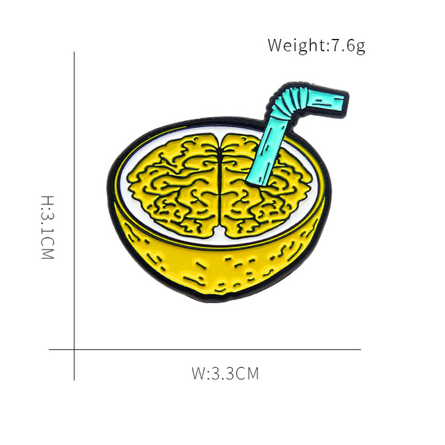 Broszka z cytrynowym motywem organów mózgowych dla dzieci - moda i zabawny prezent - Wianko - 1