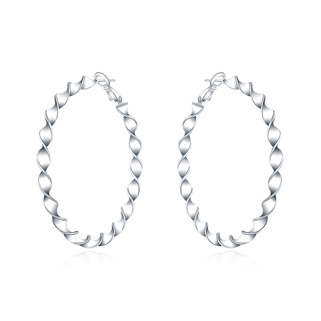 Kolczyki wiszące Moda biżuteria czyste 100% srebro 925, piękne duże okrągłe 5cm kolczyki dla kobiet o temperamentu - Wianko - 1