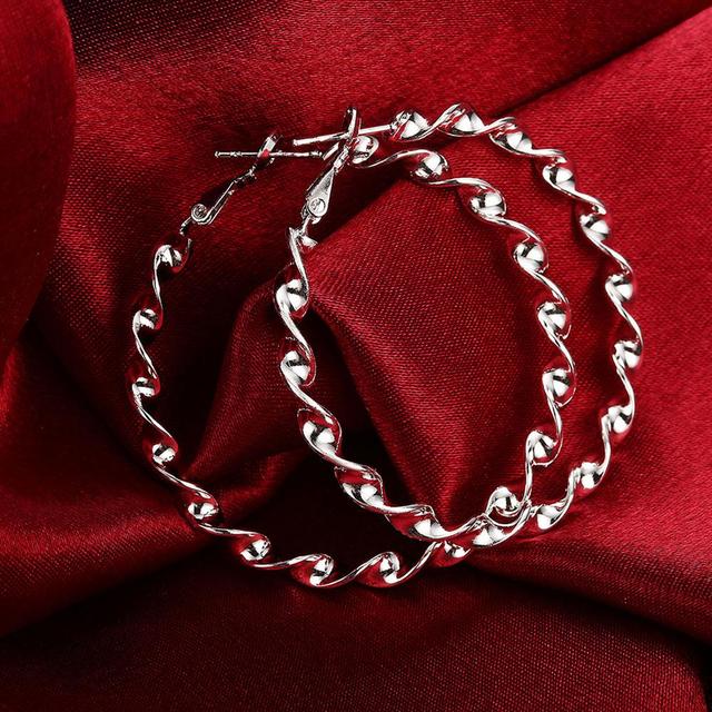 Kolczyki wiszące Moda biżuteria czyste 100% srebro 925, piękne duże okrągłe 5cm kolczyki dla kobiet o temperamentu - Wianko - 5
