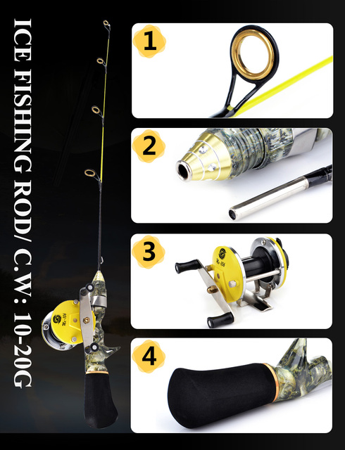 Nowa mini przenośna słup na zimę 50cm/60cm wędka do wędkowania podlodowego Pesca żywicą Casting + Reel Combo Peche - Wianko - 3