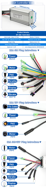 Kontroler KT Ebike wodoodporny 36V/48V 250W-1000W bezszczotkowy złącze Kunteng - Wianko - 4