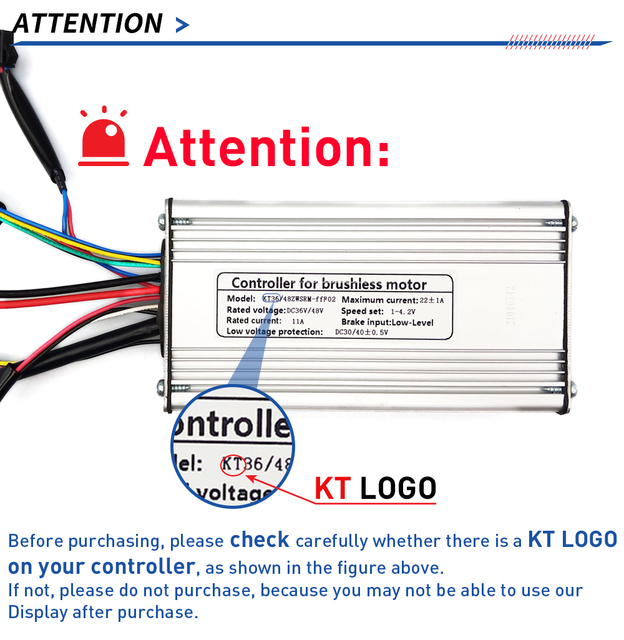 Kontroler KT Ebike wodoodporny 36V/48V 250W-1000W bezszczotkowy złącze Kunteng - Wianko - 1