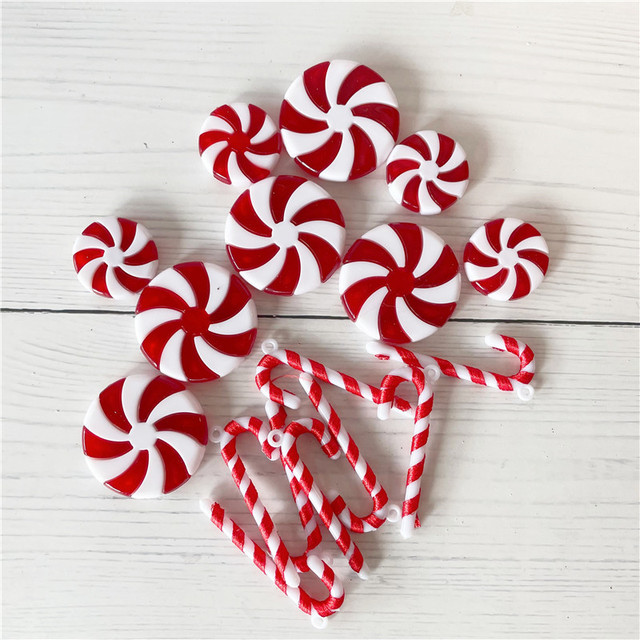 10 sztuk plastikowych bożonarodzeniowych cukierków w kształcie lasek - czerwone, białe, twarde - dekoracje świąteczne DIY do domu - Wianko - 4