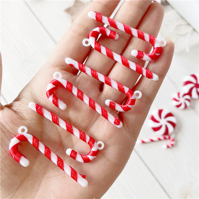 10 sztuk plastikowych bożonarodzeniowych cukierków w kształcie lasek - czerwone, białe, twarde - dekoracje świąteczne DIY do domu - Wianko - 3