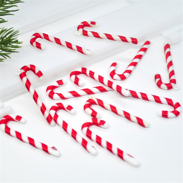 10 sztuk plastikowych bożonarodzeniowych cukierków w kształcie lasek - czerwone, białe, twarde - dekoracje świąteczne DIY do domu - Wianko - 6